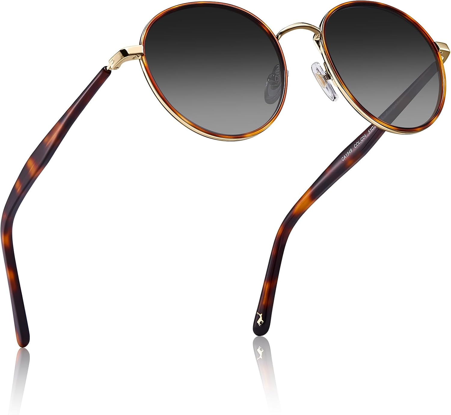 

Солнцезащитные очки CARFIA Retro Round Polarized для женщин, защита от УФ-излучения, дужки из ацетата, металлическая оправа, очки для вождения, J: Tortoise Frame / Grey Gradient Lens