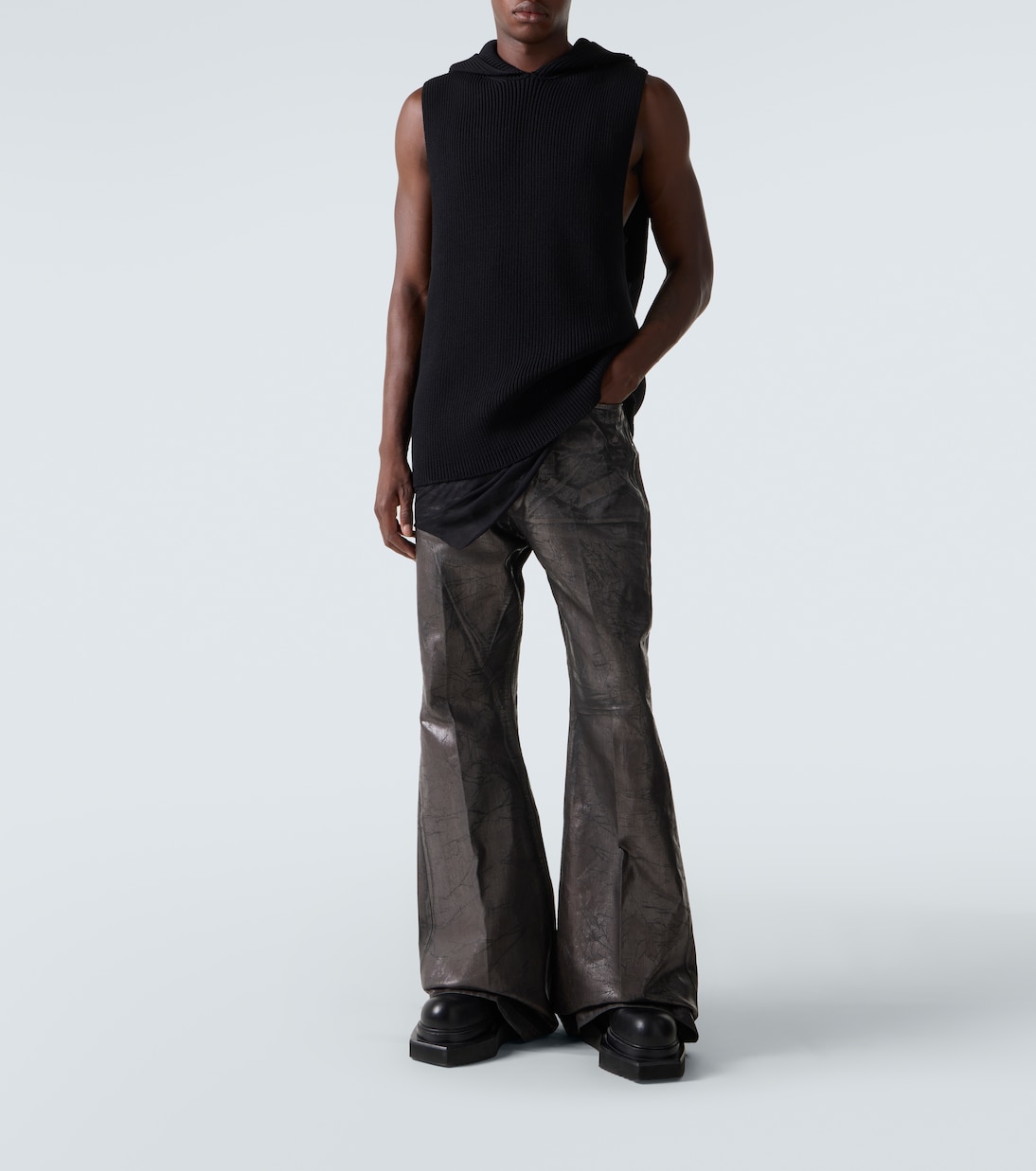 Жилет-свитер из натуральной шерсти в рубчик Rick Owens, черный — фото 2