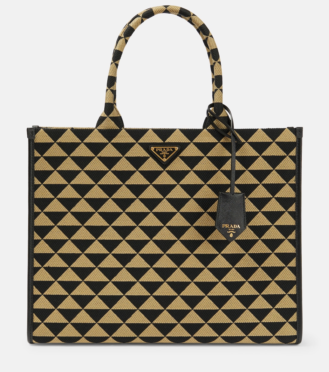 

Сумка-шоппер с жаккардовым узором Symbole Prada, Nero+Corda