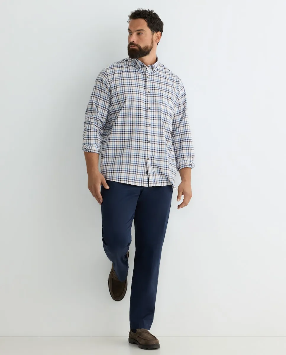 

Мужская рубашка с длинным рукавом больших размеров, в клетку викторианского стиля триколор, классический узор Dustin, синий