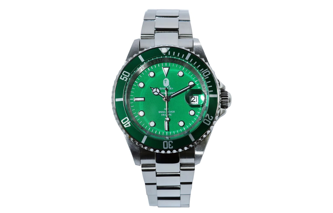 

A BATHING APE Часы Bapex Type 1, серебристо-зеленые