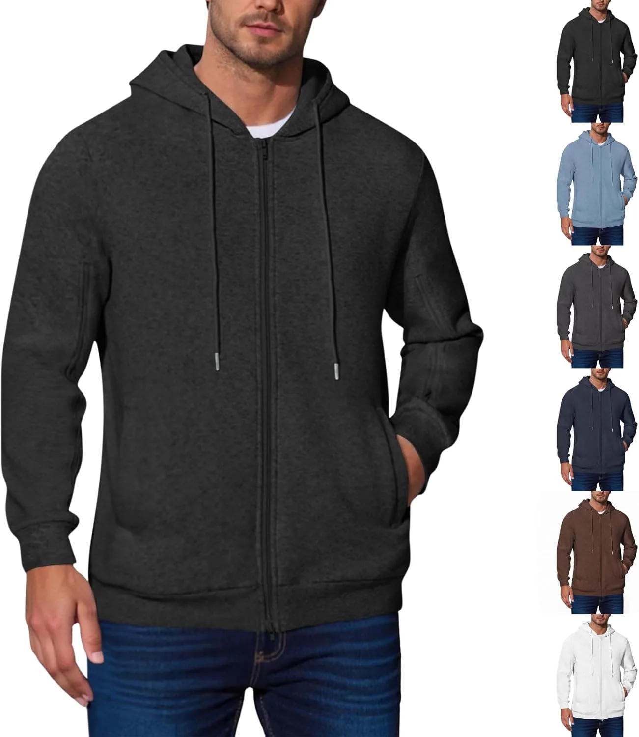 

Толстовка с капюшоном ABABC для мужчин, на молнии, с карманами