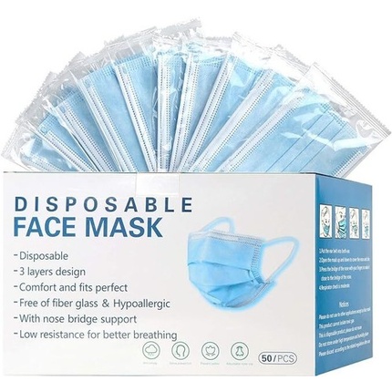 

Маска Face Mask Disposable 50 with Ear Loop 3-Layer Filtered