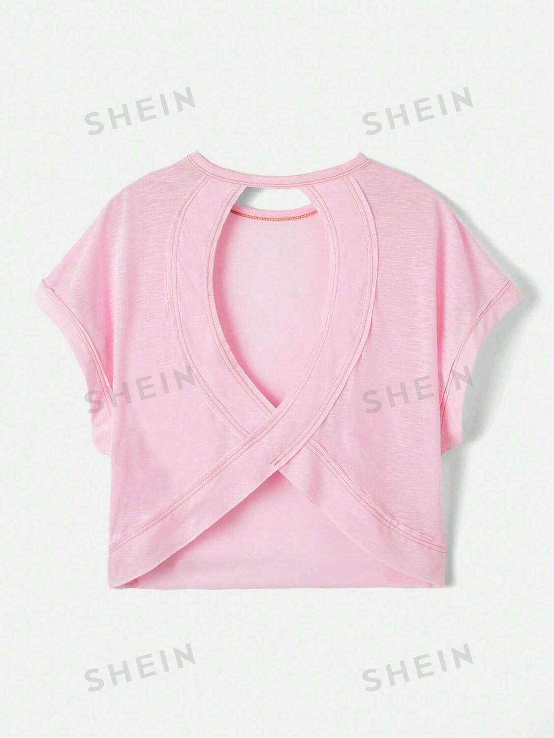 

Футболка женская Shein Essnce с открытой спиной, розовый