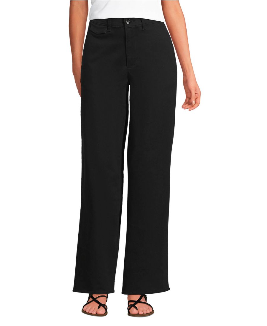 

Женские брюки-чиносы с высокой посадкой и прямым кроем, модель Petite Chino Lands' End, Black