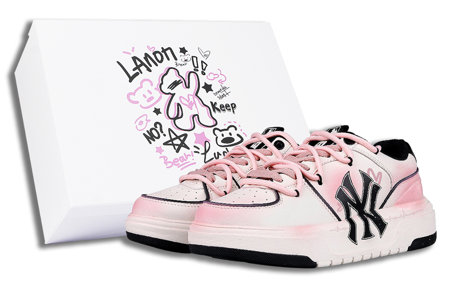 Кроссовки MLB Chunky Liner Skateboarding Shoes Unisex Low-top Pink/white, белый