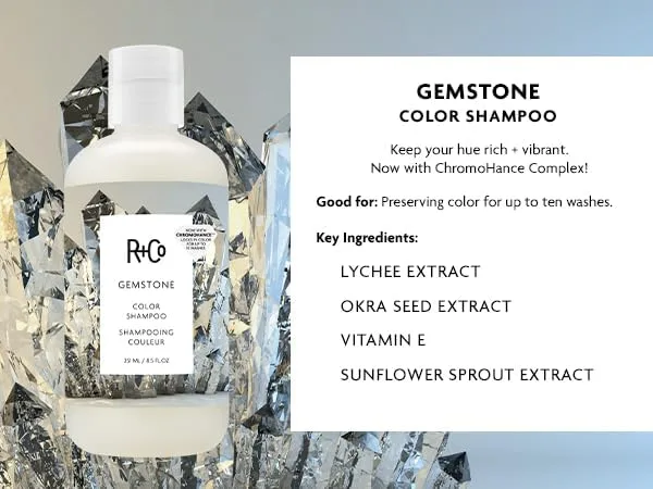 Набор шампуня и кондиционера r+co gemstone color для защиты цвета, увлажнения и блеска, 250 мл 251 мл (2 шт.) — фото 2