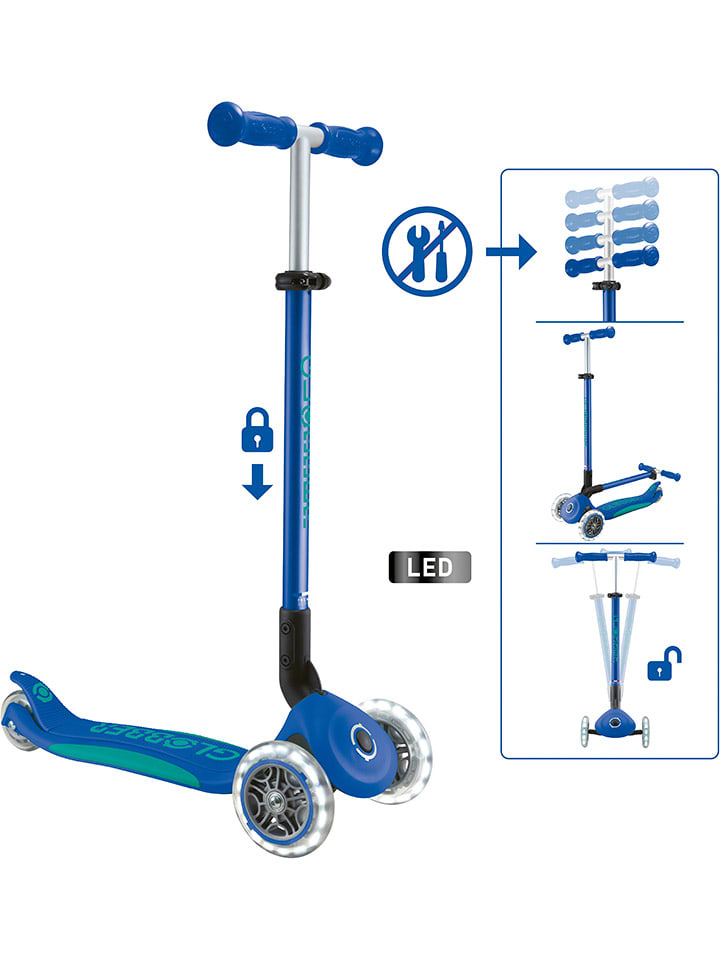 

GLOBBER Самокат "Globber primo foldable plus lights" синего цвета - для детей от 3 лет