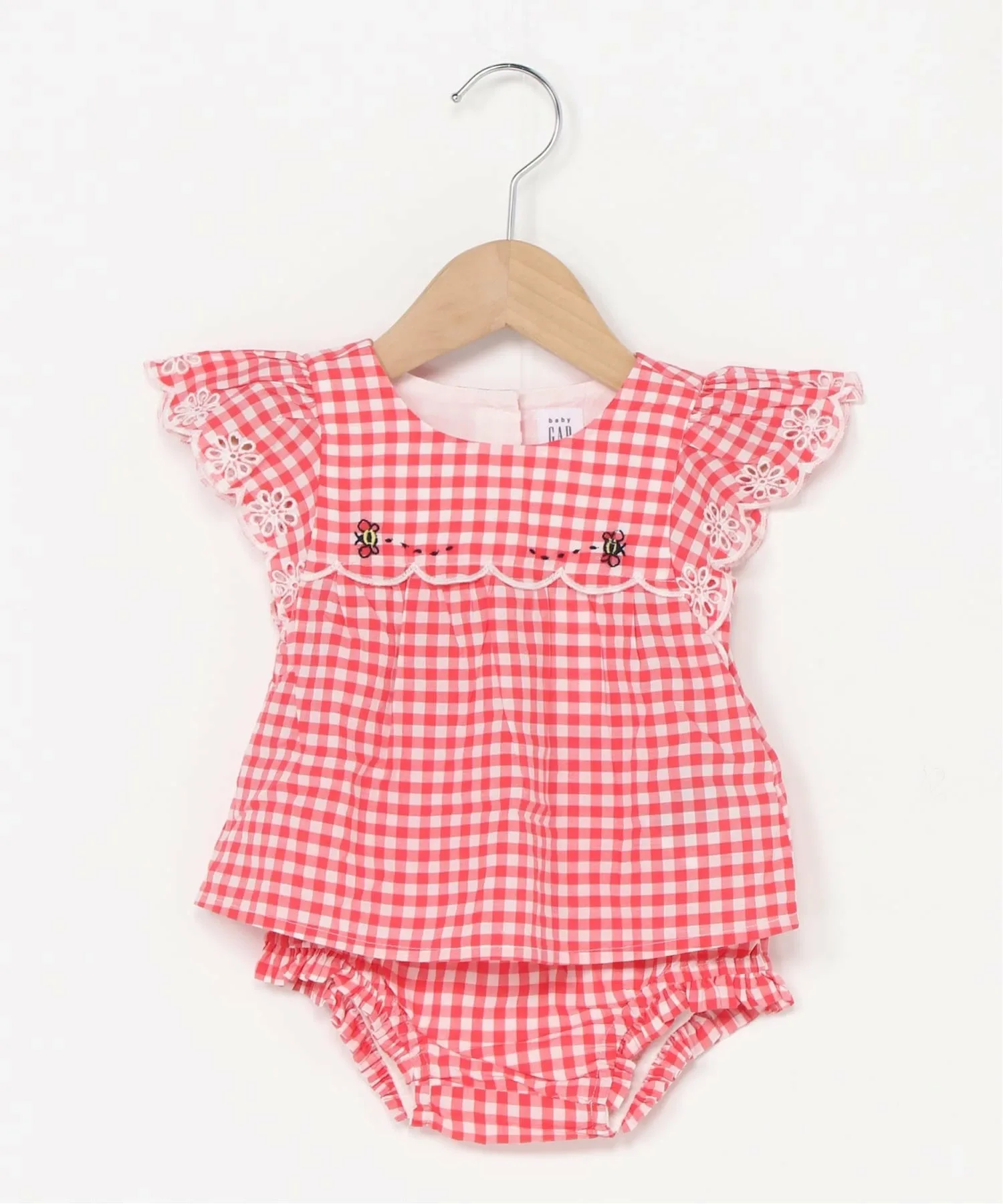 (K) Комплект одежды в клетку с перфорацией (для малышей) GAP, RED_GINGHAM — фото 4