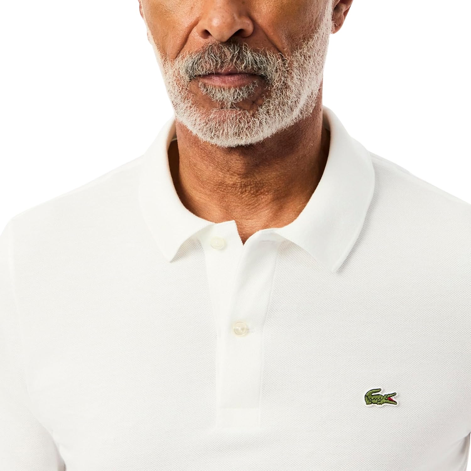 Lacoste мужская классическая приталенная поло с длинным рукавом, White — фото 2