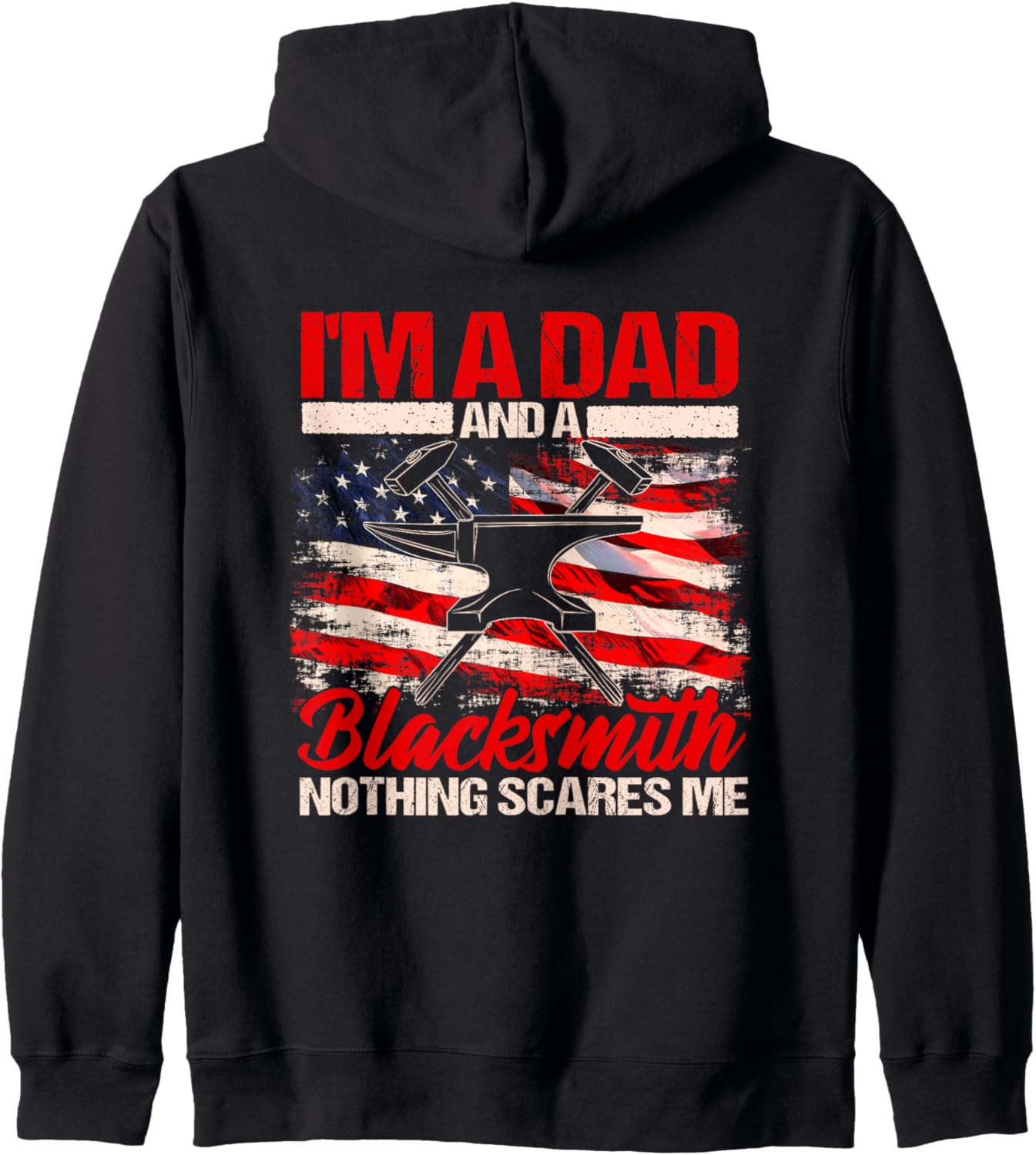 

Толстовка на молнии с изображением отца кузнеца на спине Blacksmith'S Gift, черный