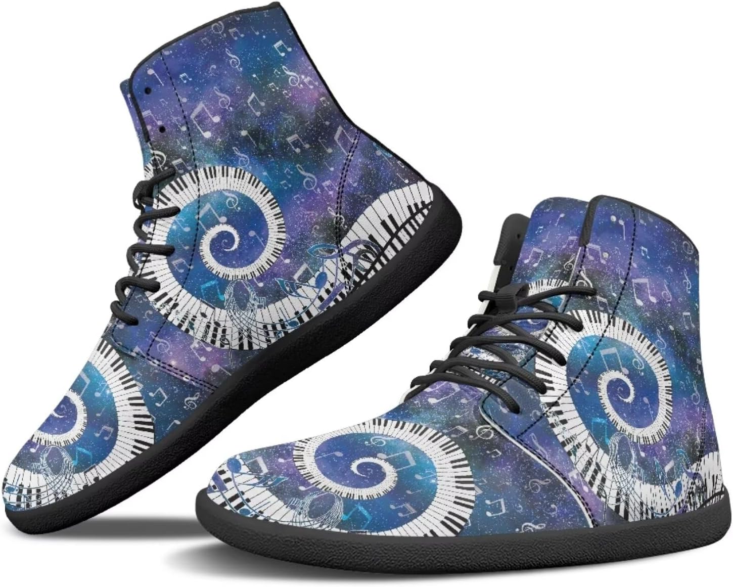 

Мужские кроссовки Barefoot Shoes с принтом музыкальных нот: высокие, с широким носком, на шнуровке, с нескользящей подошвой, для тренировок и бега Xixirimido, Galaxy Piano