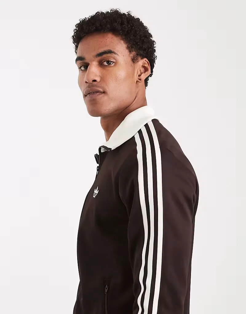 Спортивная куртка Adidas Originals Classic коричневого и кремового цвета — фото 4