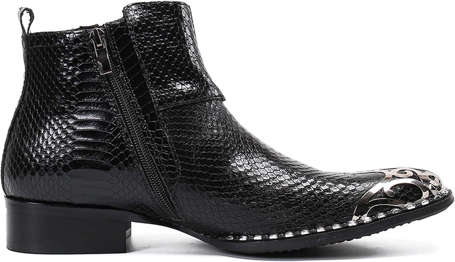 Мужские сапоги Santimon Mens Western Chelsea из кожи с металлическим носком и молнией, черный — фото 3