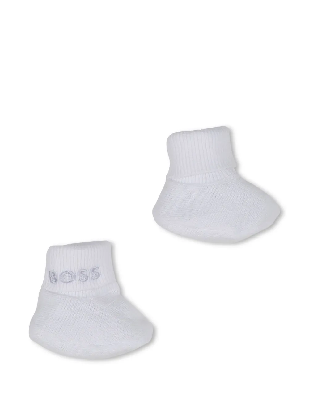 

Комплект из шапки и пинеток с вышитым логотипом BOSS Kidswear, белый