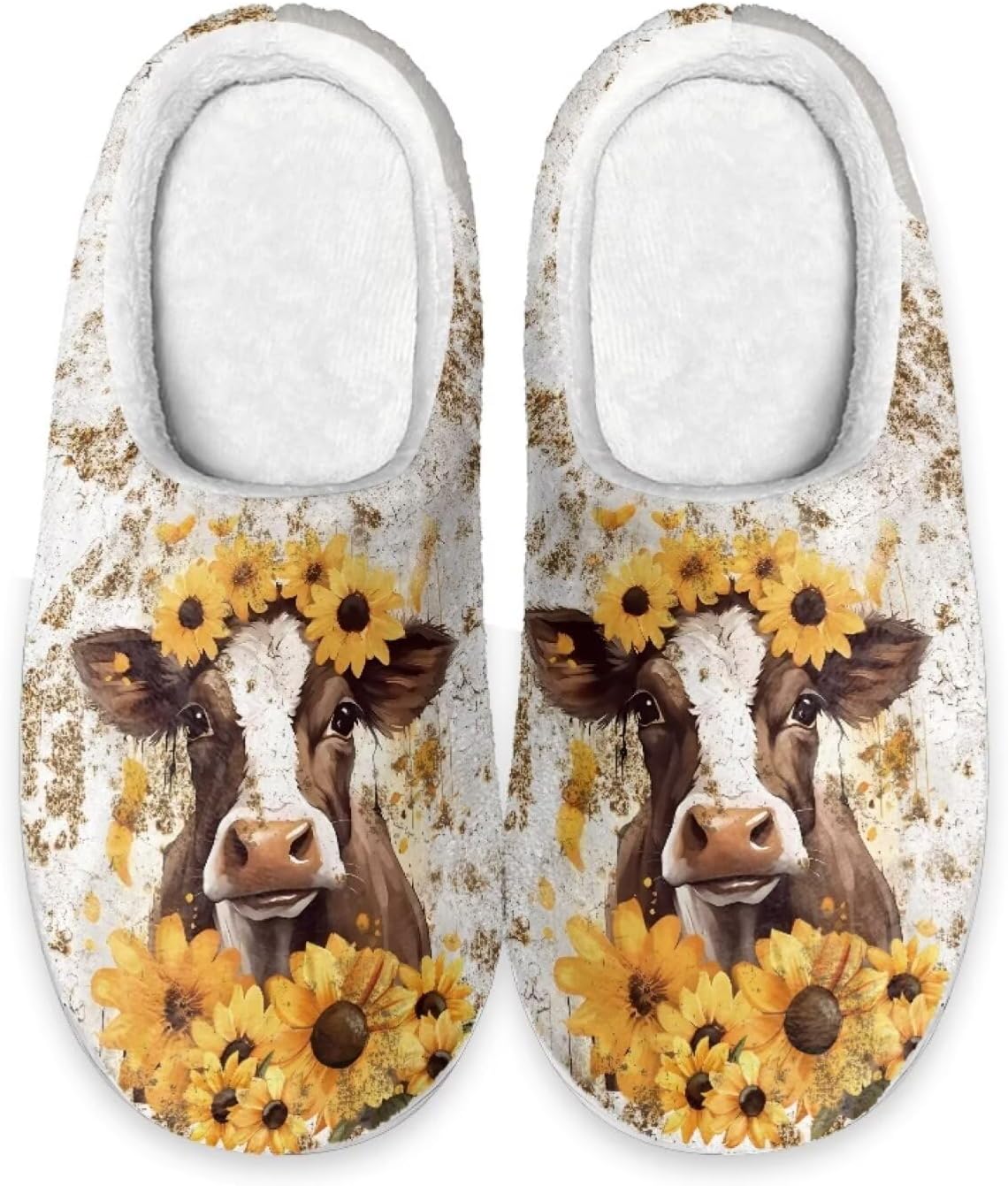 

Тапочки Forchrinse в виде рождественского снеговика для женщин и мужчин, мягкие и удобные домашние тапочки, не скользящие, теплые зимние обувь для дома и улицы, Sunflower Cow