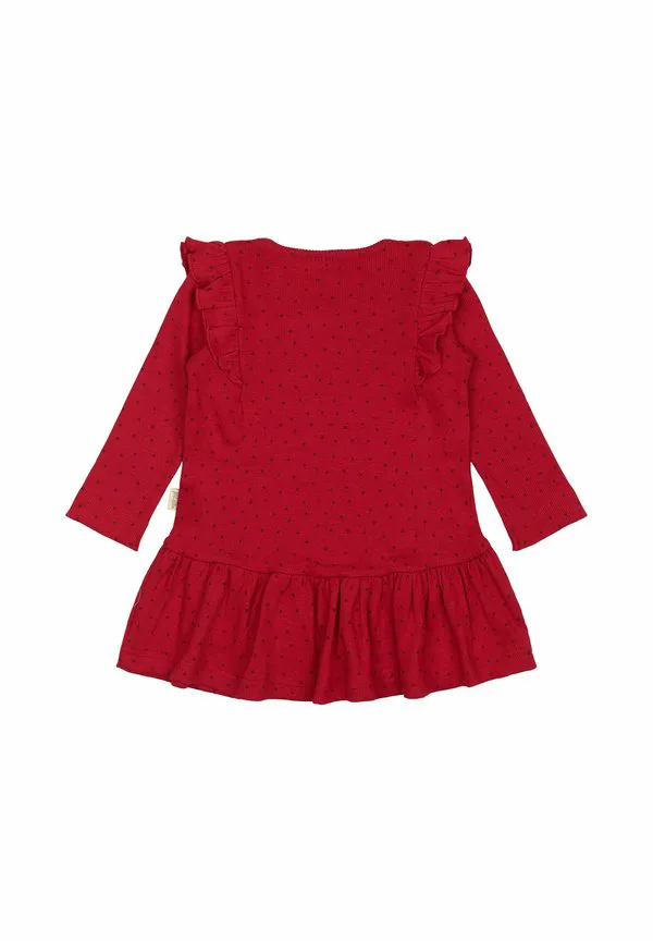 Платье из трикотажа с оборками и сердечками Petit Piao, Jet Red Biking Red — фото 2
