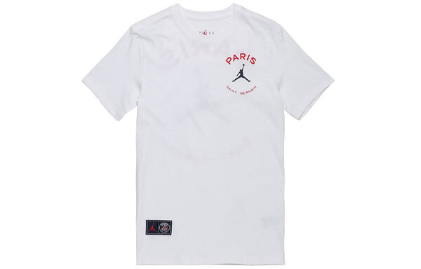 Футболка Air Jordan Paris Saint-Germain Logo Printing Sports Round Neck Short Sleeve White, белый — фото 2