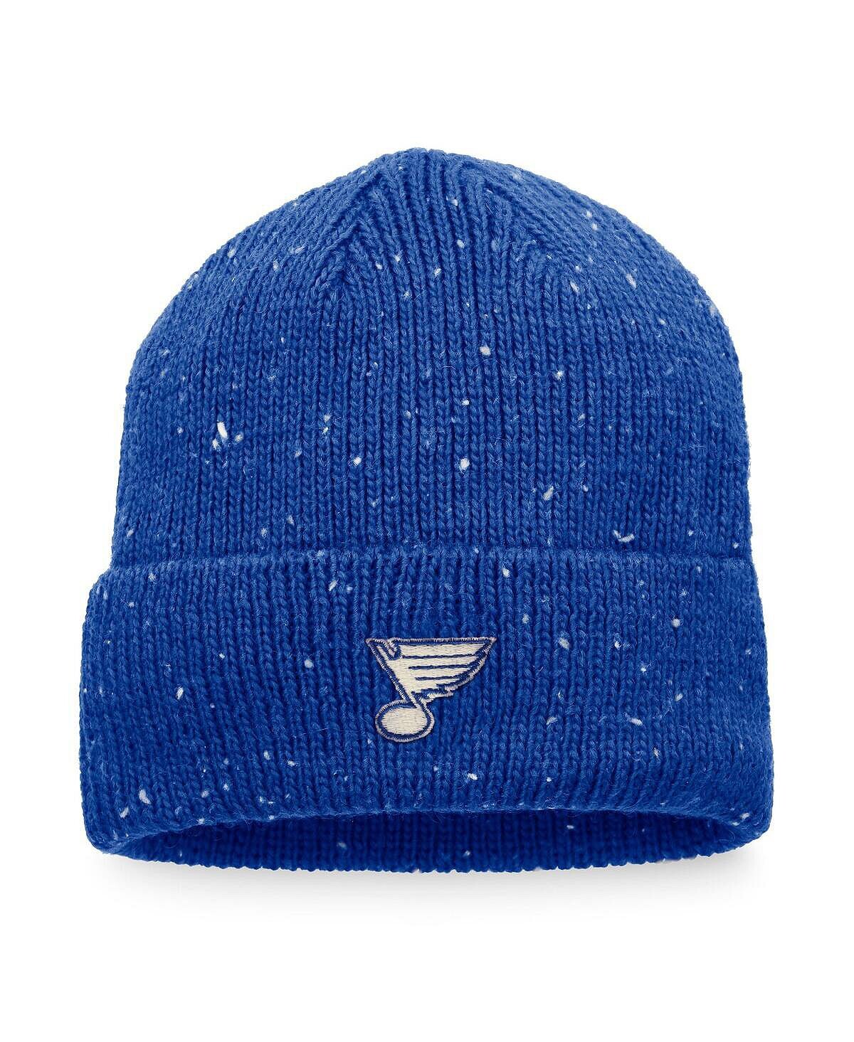 

Мужская синяя фирменная вязаная шапка St. Louis Blues Authentic Pro Rink Pinnacle с манжетами Fanatics