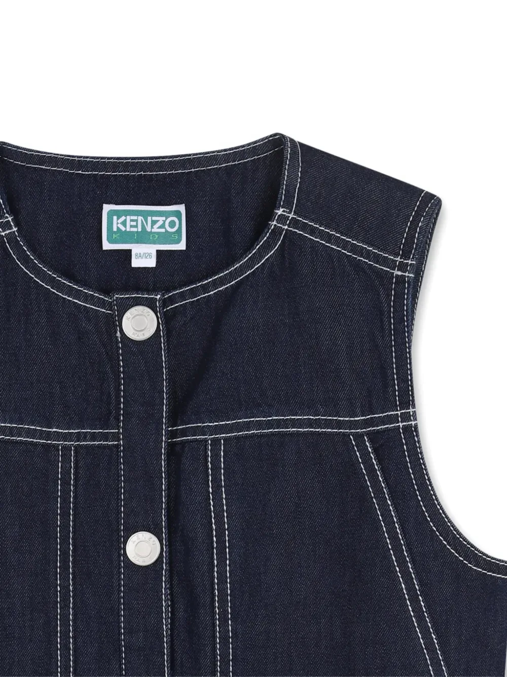 Джинсовый жилет с декоративной строчкой Kenzo Kids, синий — фото 3