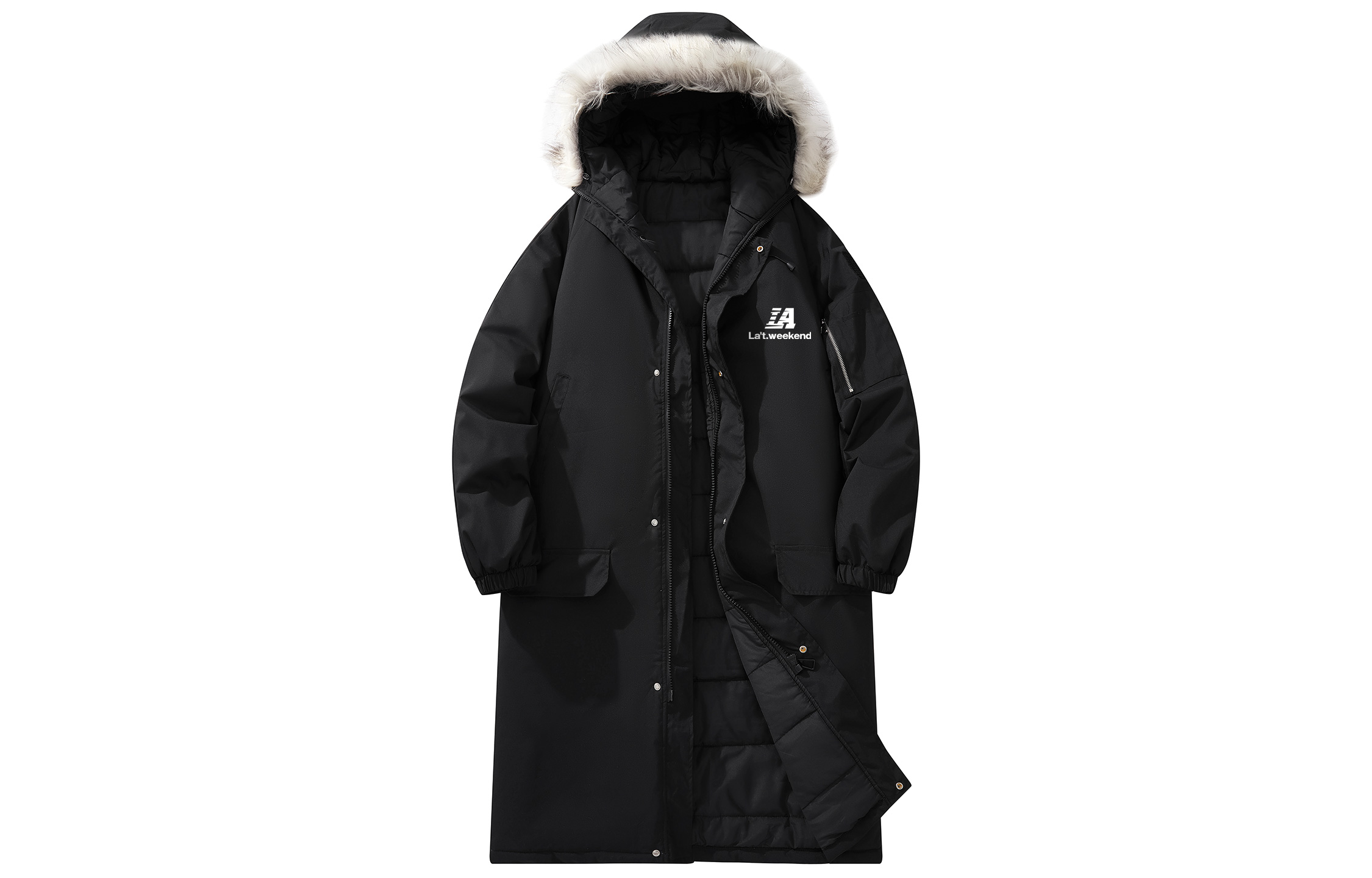 

LA'T.WEEKEND Пуховик Unisex, Black (Raccoon Dog Fur Collar-FM230)