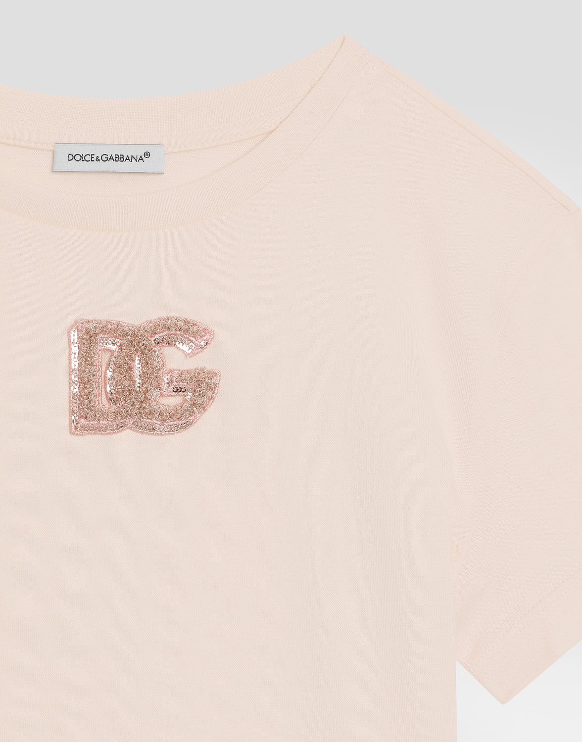 Джерси-футболка с нашивкой из пайеток DG Dolce&Gabbana, розовый — фото 3