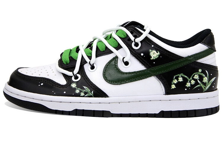 

Кроссовки Nike Dunk Skateboarding Shoes Women's Low-top Cloud White/Core Black/Green Spark, черный