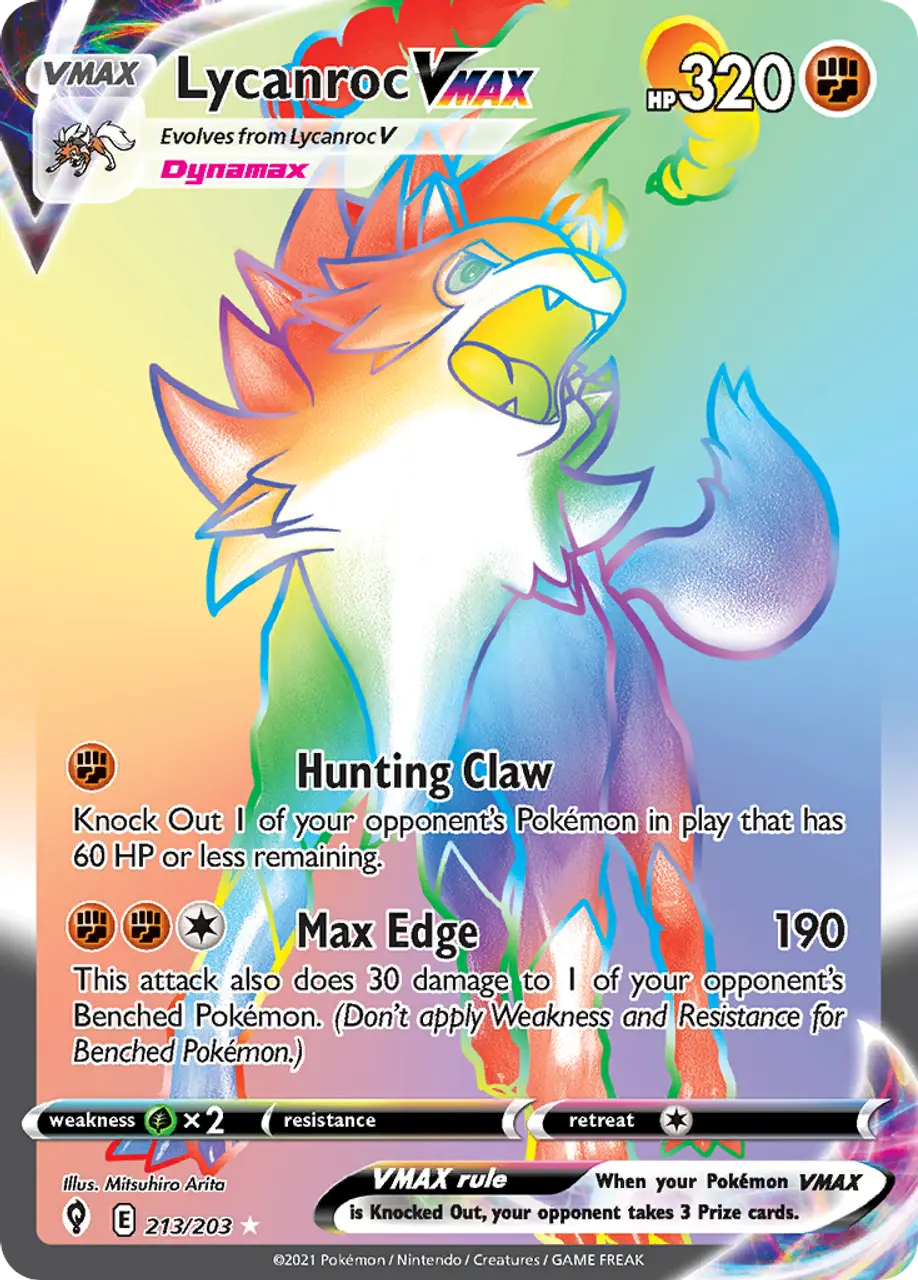

Карточная игра Lycanroc VMAX 213/203 - Evolving Skies Holofoil