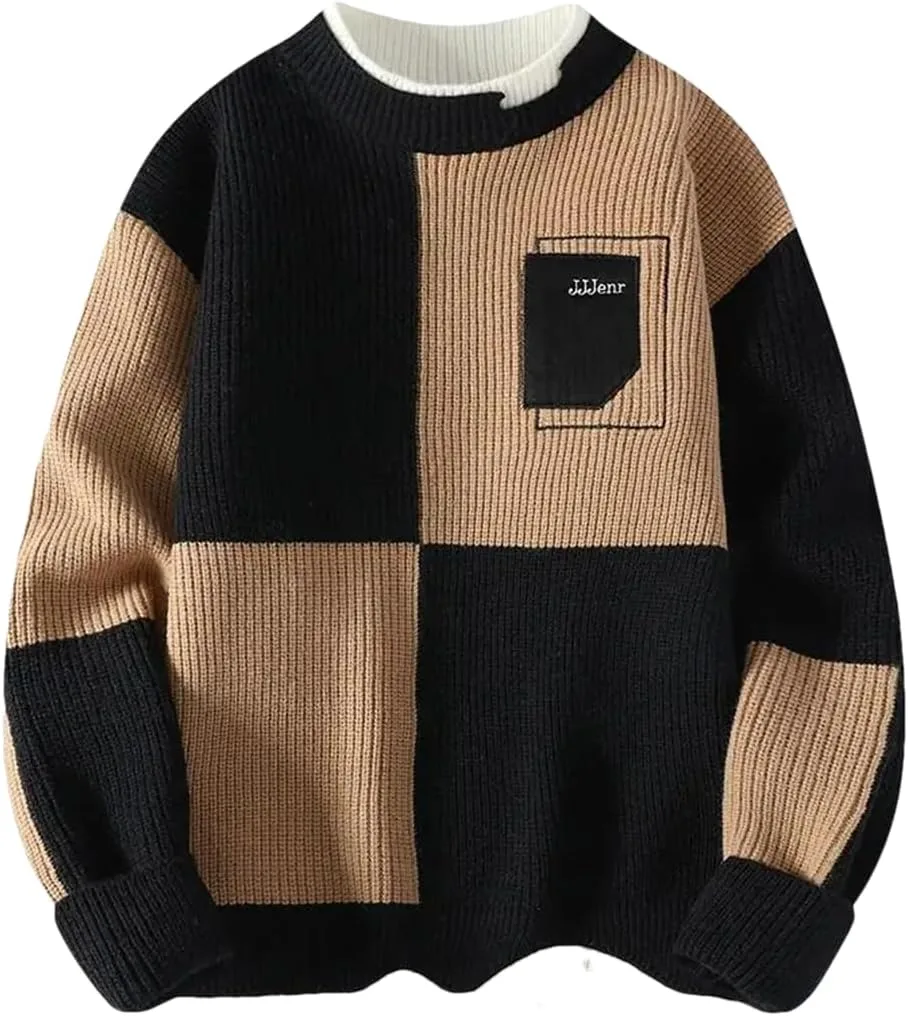 

Мужской свитер с круглым вырезом и принтом