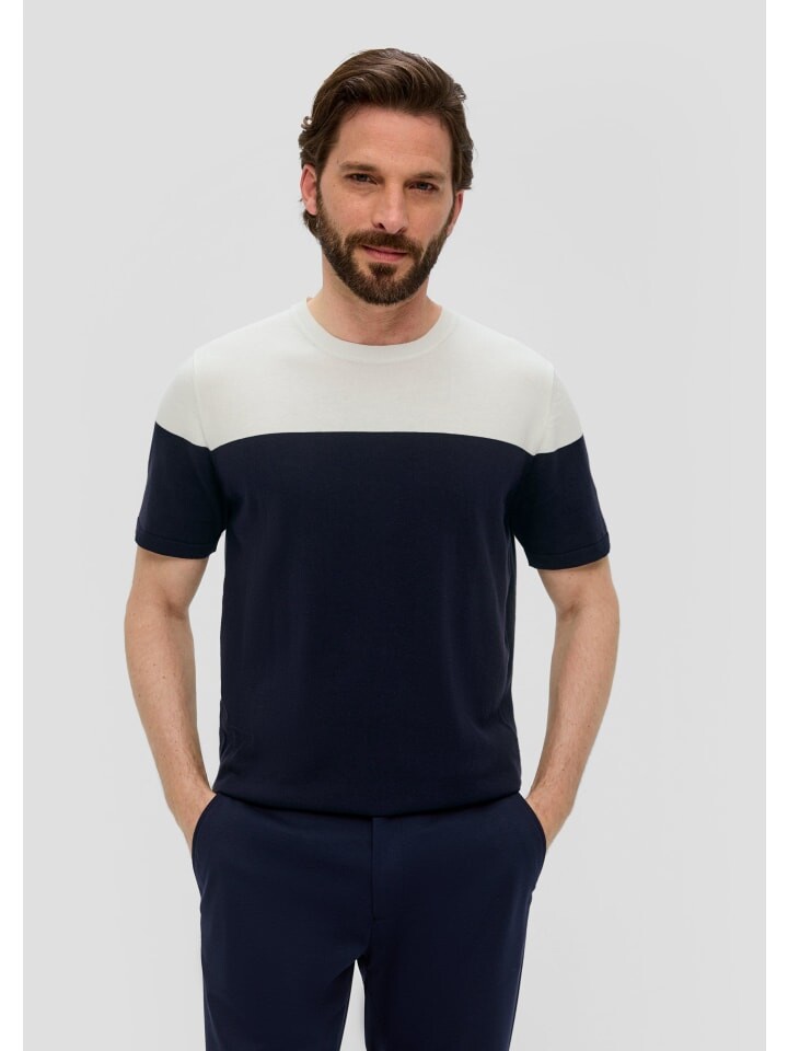 

Пуловер sOliver BLACK LABEL Strick kurzarm, синий