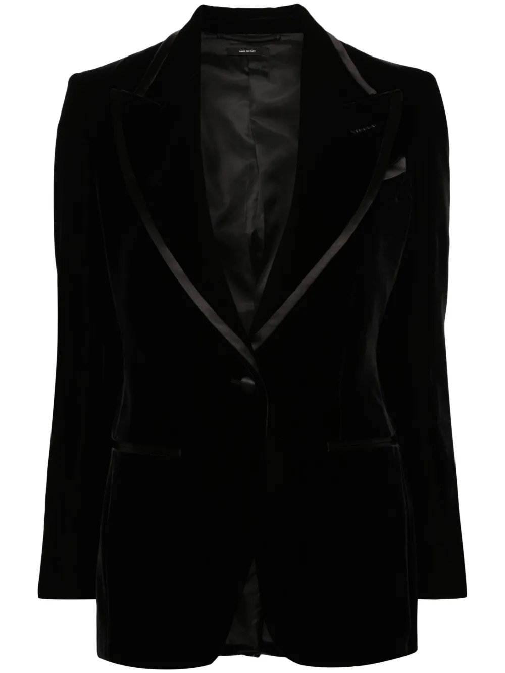 

Однобортный бархатный пиджак TOM FORD, черный