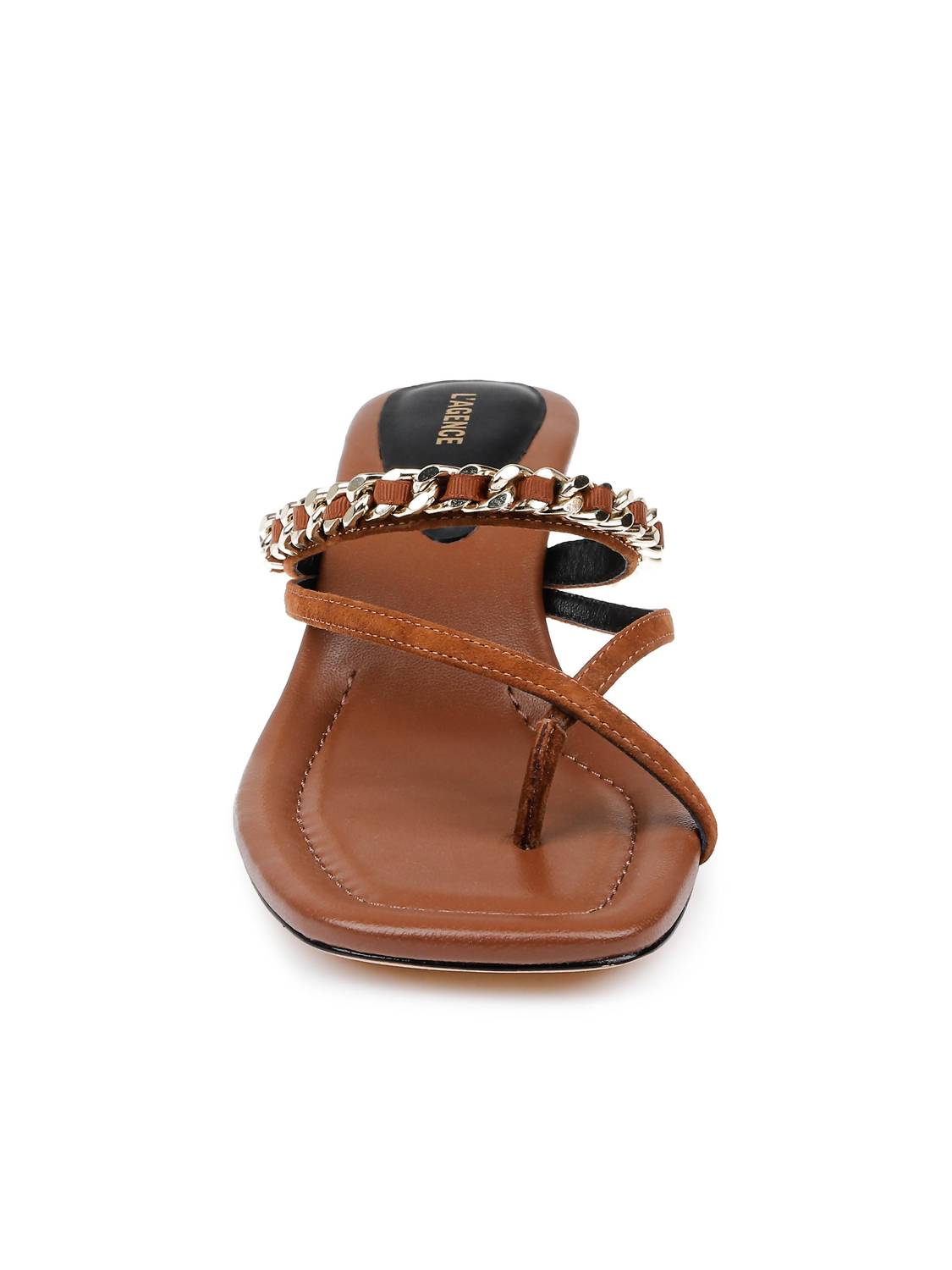 Женские сандалии Georgette Kitten на каблуке из замши цвета бафф L'Agence, Buckskin Suede — фото 2