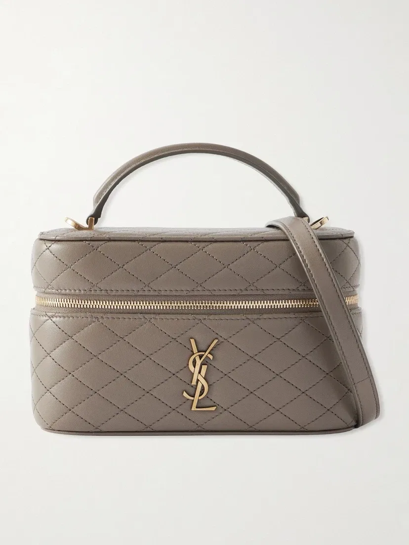 Сумка через плечо Gaby Vanity mini из стеганой кожи SAINT LAURENT, серый