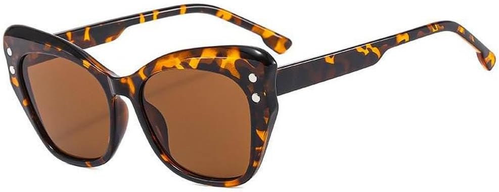 

Женские солнцезащитные очки LVTFCO «Кошачий глаз» с бабочками, модный дизайн, контрастные заклепки, полоски, дорожный солнцезащитный козырек, защита от УФ-излучения UV400, Leopard