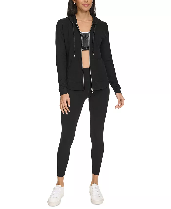 

Худи с застежкой-молнией и присборенными рукавами Calvin Klein, черный