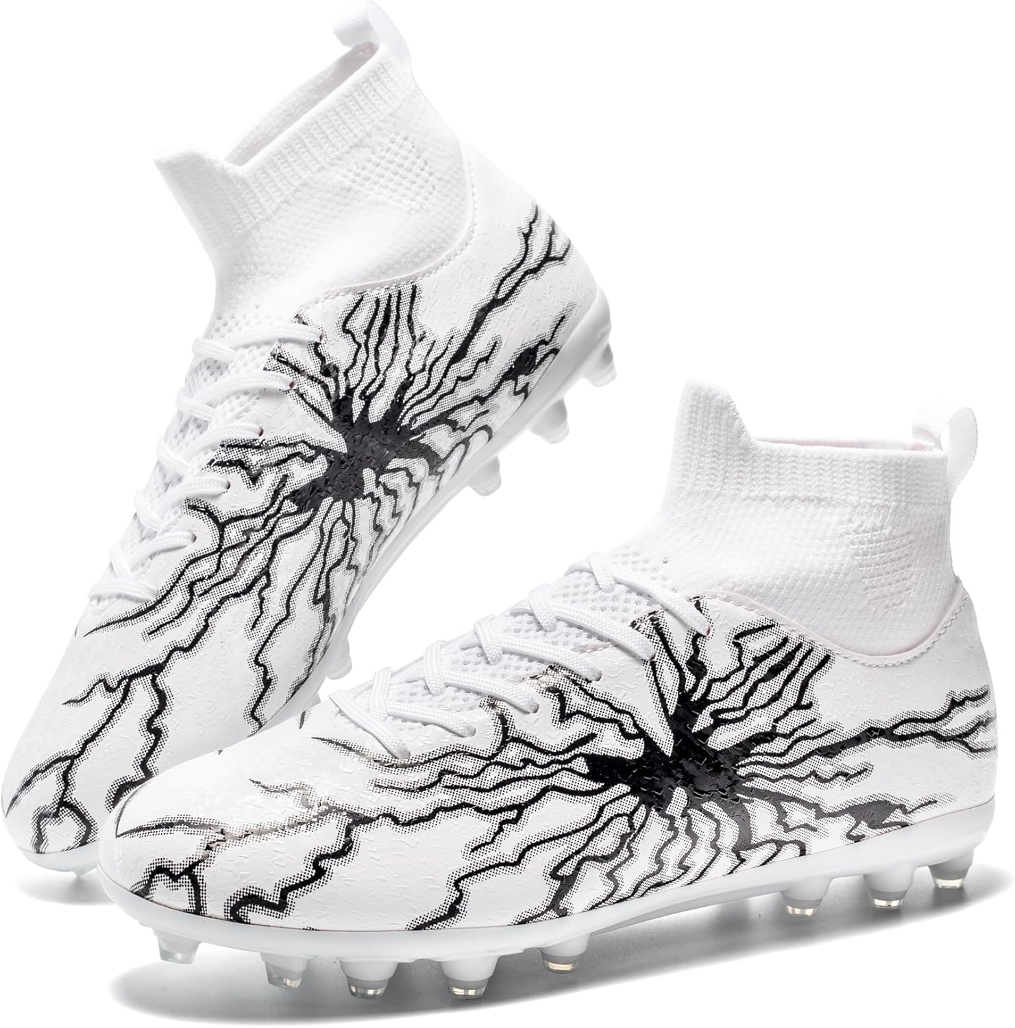 

Футбольные бутсы для мужчин и женщин, высокие кроссовки с шипами для молодежи, больших мальчиков, легкие профессиональные тренировочные кроссовки для игры на газоне и на открытом воздухе Hrjr, белый