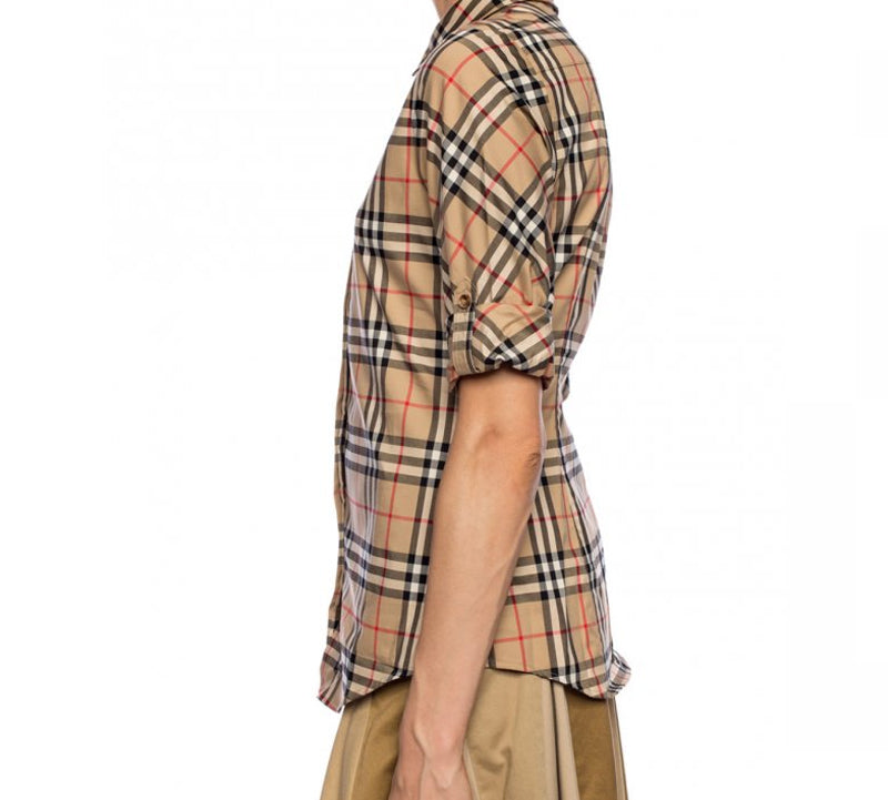 Рубашка Burberry Vintage Check Stretch Cotton Twill Shirt, бежевый — фото 4