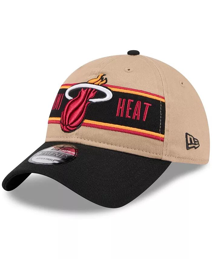 

Мужская бежево-черная регулируемая кепка Miami Heat 2024 NBA Draft 9TWENTY New Era