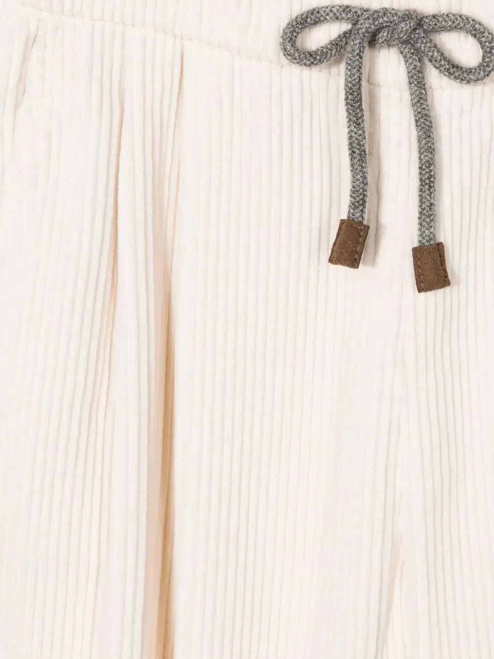 Вельветовые брюки прямого кроя Brunello Cucinelli Kids, белый — фото 3