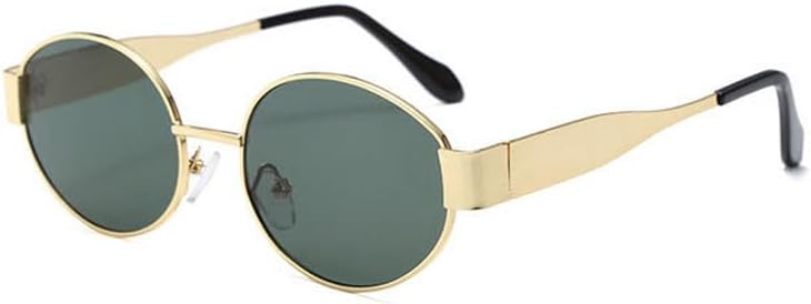 

Женские солнцезащитные очки в маленькой металлической оправе овальной формы, модные, класса люкс, с защитой от УФ-излучения UV400, мужские винтажные солнцезащитные очки TKKTLLT, Green Gold