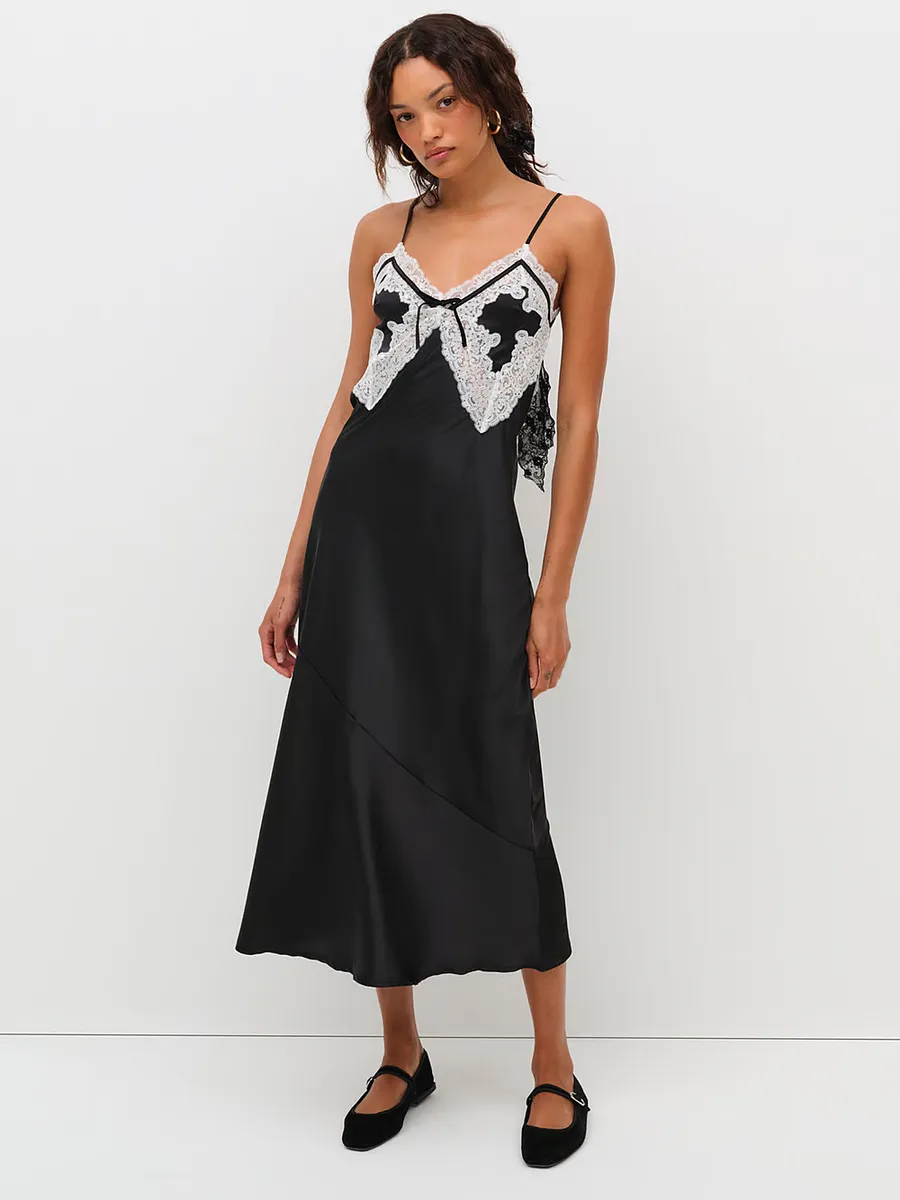 

Платье-комбинация макси Maeve For Love & Lemons, черный/кремовый