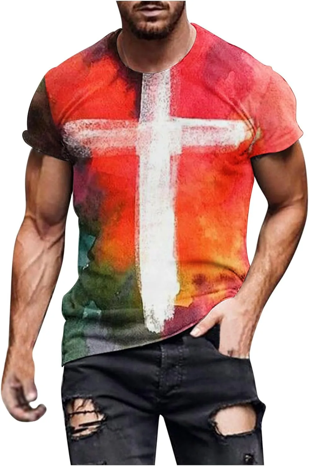 

Футболка с 3D принтом "Иисус на кресте" QUNPIU