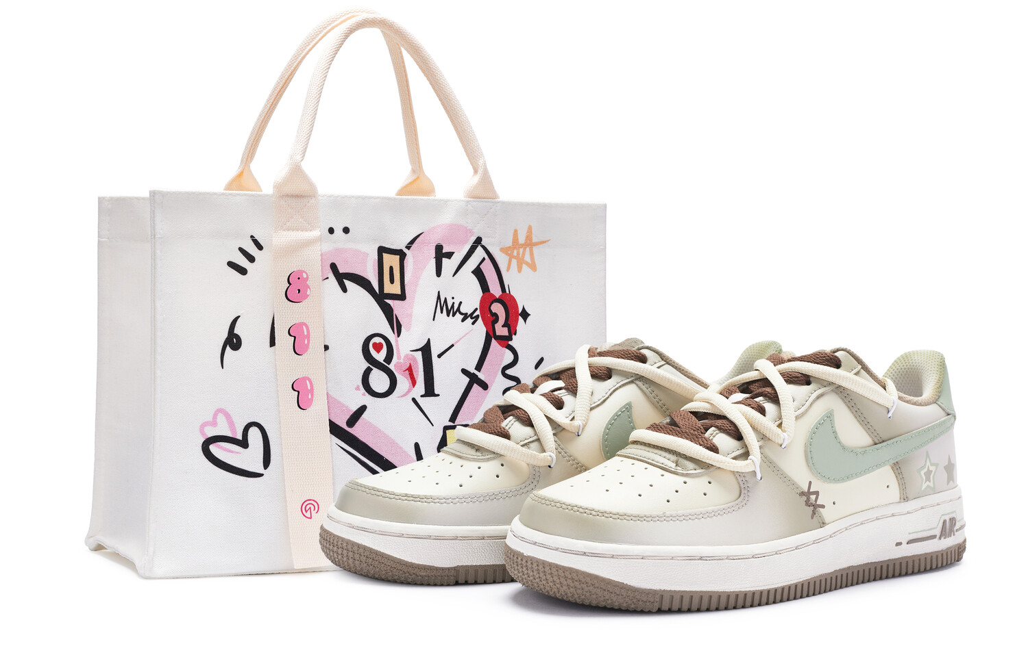 

Кроссовки Nike Air Force 1 Skateboard Shoes Women's Low-Top White/Green
