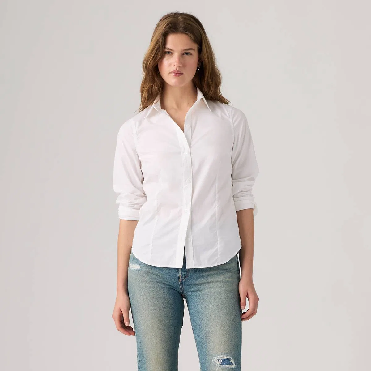 Узкая рубашка из поплина на пуговицах Levi's, Bright White - White — фото 3