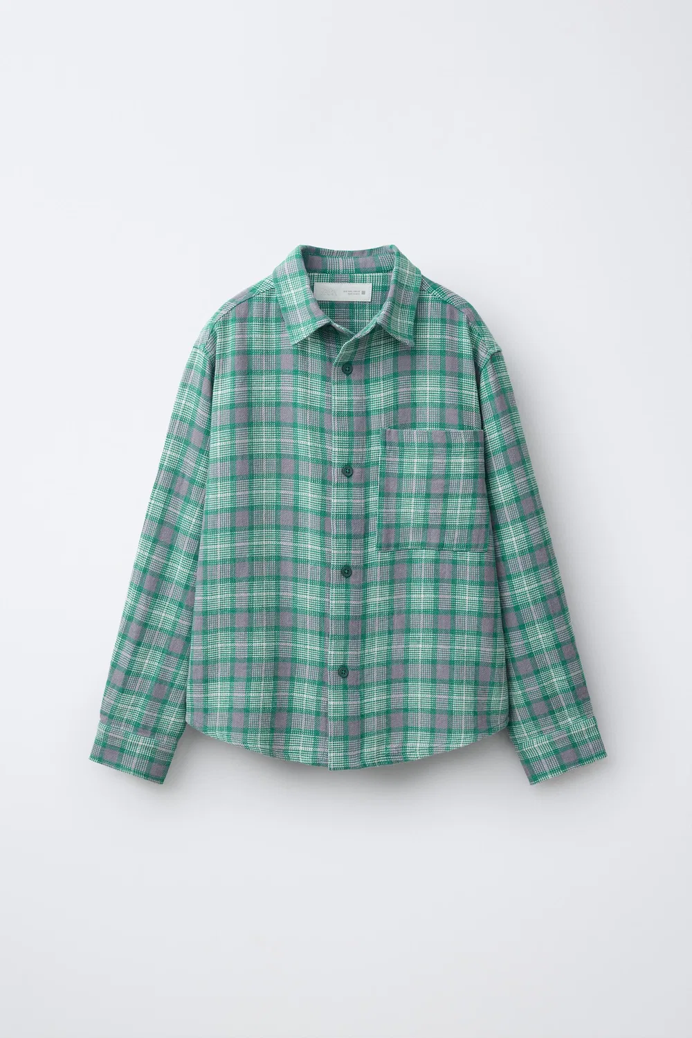 Рубашка в клетку ZARA, Mid-green
