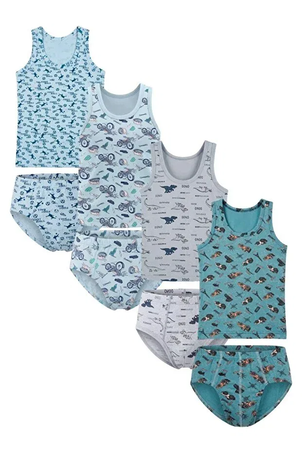 Детский комплект маек-борцовок и боксеров для мальчиков с принтом Boxer Shorts Tatlıcottonkids, Athletic Team