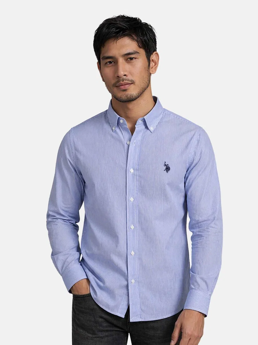 Рубашка на пуговицах стандартного кроя, синего цвета U.S. POLO ASSN. — фото 2