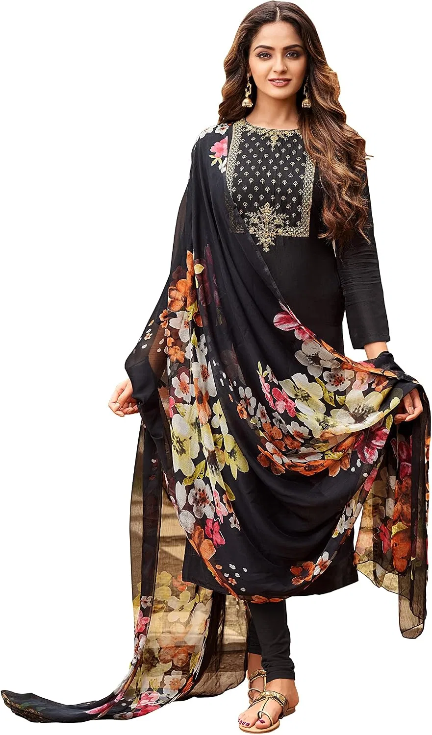 Женский салвар-костюм с вышивкой Chanderi Cotton, Black31