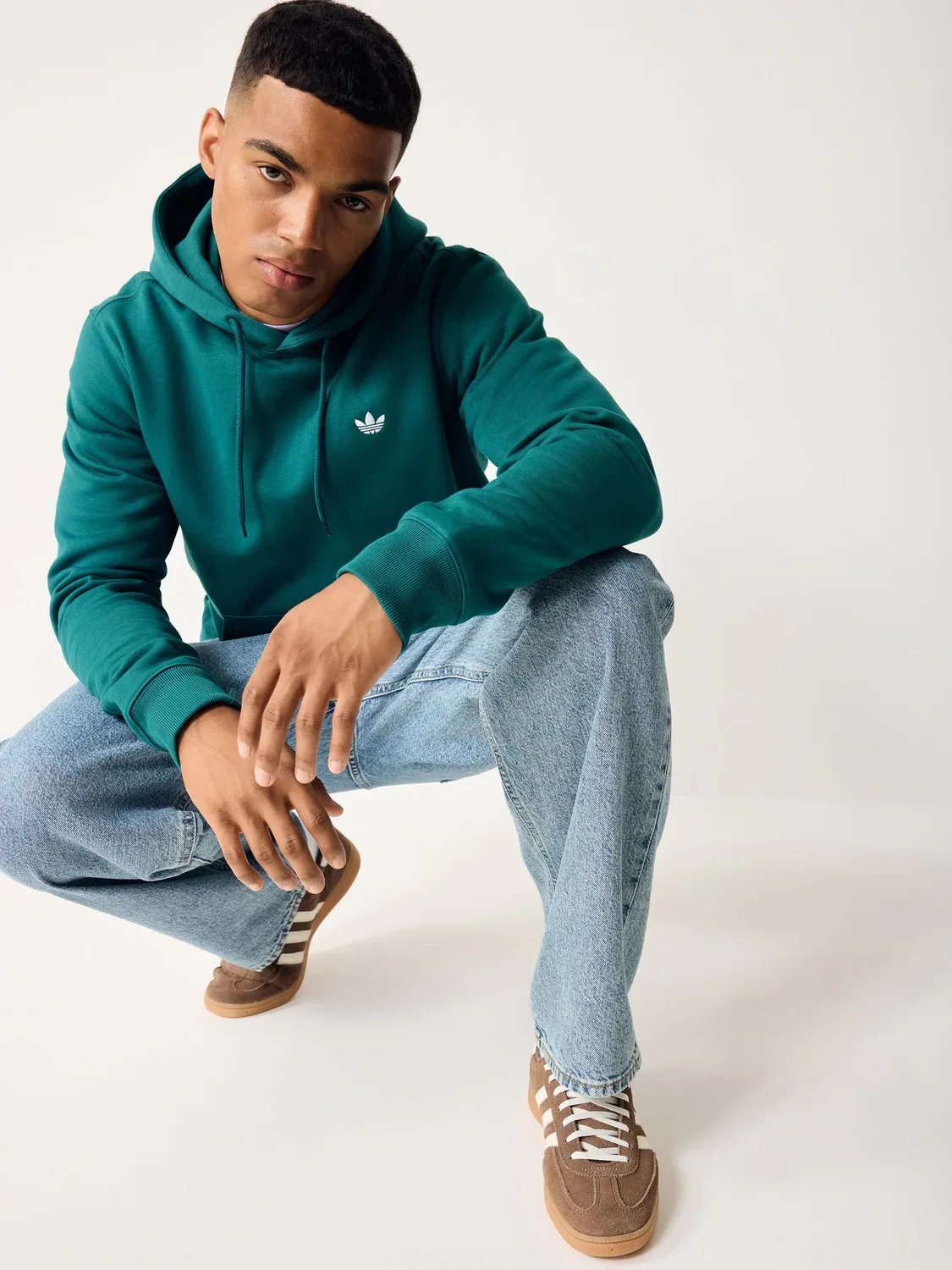 Худи классическое с регулируемым шнурком, Trefoil, adidas Originals, зеленый — фото 4