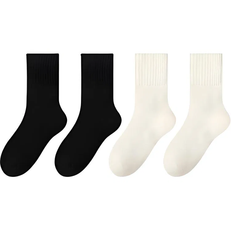 Детские носки выше колена, в комплекте 4 пары, Black 2+White 2, MIIOW